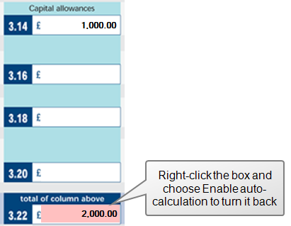 Automatically calculate figures on the return