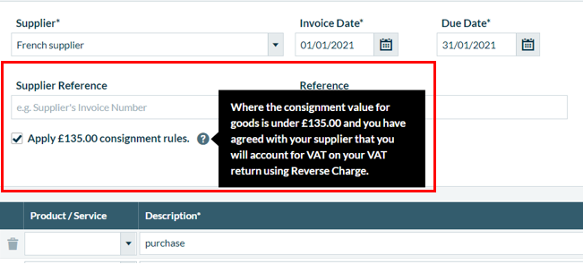 Image of the goods under £135 checkbox